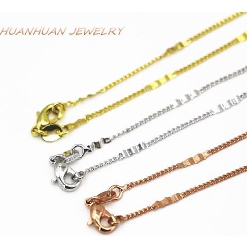 Fashion Exquisite Link Chain For Women 1mm Copper Stainless Steel Chains Choker Diy Necklace & Pendant Gift Jewelry 18inch B3367