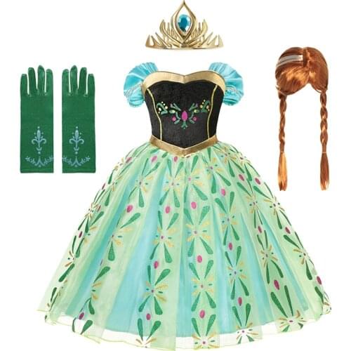 Anna Dress Girls Princess Cosplay Snow Queen Costume Kids Halloween Clothes Children Birthday Carnival Fancy Party Dress Up