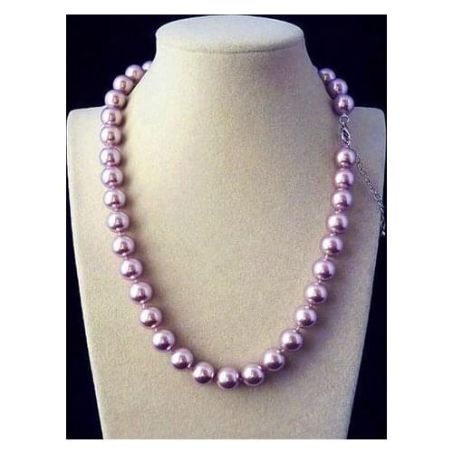 Fashion 10mm Genuine Purple Round South Sea Shell Imitation Pearl Necklace 18 '' AAA>>> free shipping