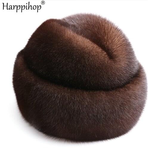 Men mink fur hat New Fashion Mens Artificial Mink Fur Winter Warm Hat / Cap Flat frosted Hat
