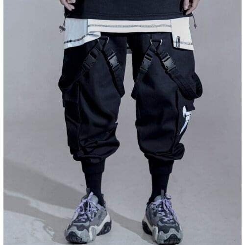 Mens Japanese Streetwear Techwear Black Jogger Pants