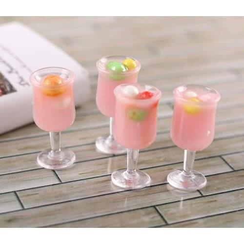 New 4pcs Miniature Dollhouse Tea With Milk Cup Wine Glass Dollhouse Accessories Cups Toy