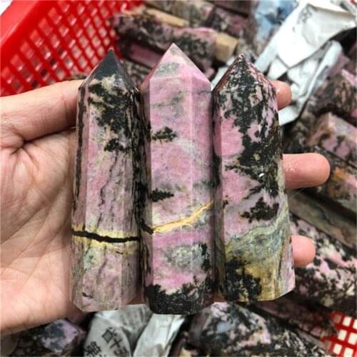 Natural tower quartz Spiritual healing products rhodonite point for Home Decoration