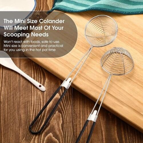 Stainless Steel Colander Sieve Wire Skimmer Spoon with Handle for Hot Pot Eating Soup Draining and Pearl Food 10 Pieces