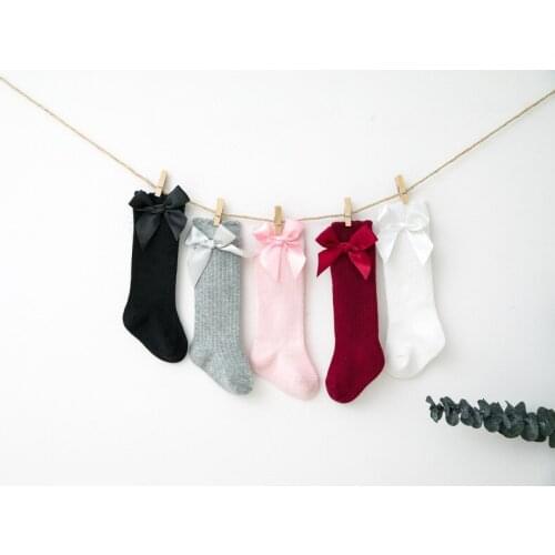 Newborn baby girls socks Summer Spring socks kids bow knee high long tube sock infant baby socks Winter Non-slip Terry Sokken