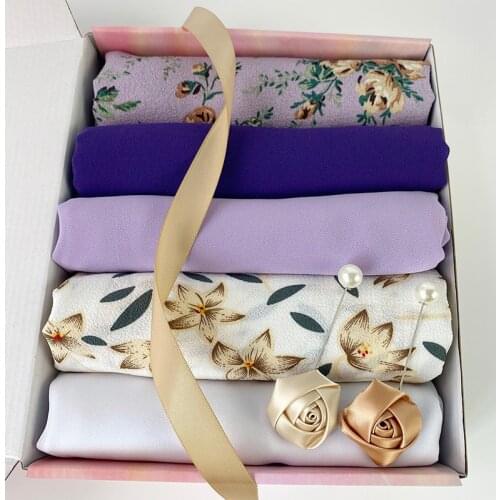 NEW WOMEN GIFTS BOX HIJABS HIAJBS SET CHIFFON SHAWLS