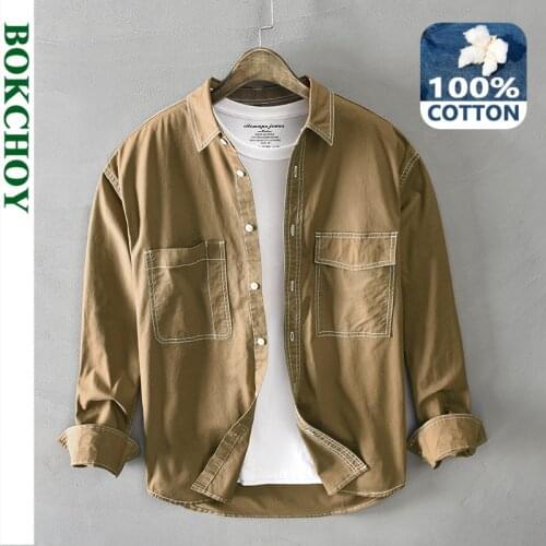 Autumn and Winter New Mens Casual Long Sleeve Cotton Retro Shirt GML04-Z123