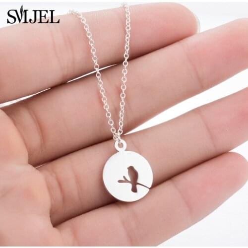 SMJEL Boho Bird Accessories Chain Bird Animal Necklace With Circle necklaces & pendants Jewelry Gold/ Rose Color bijou