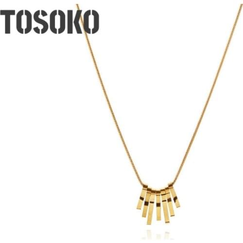 TOSOKO Stainless Steel Jewelry Small Square Irregular Necklace Handsome Female Clavicle Chain BSP745