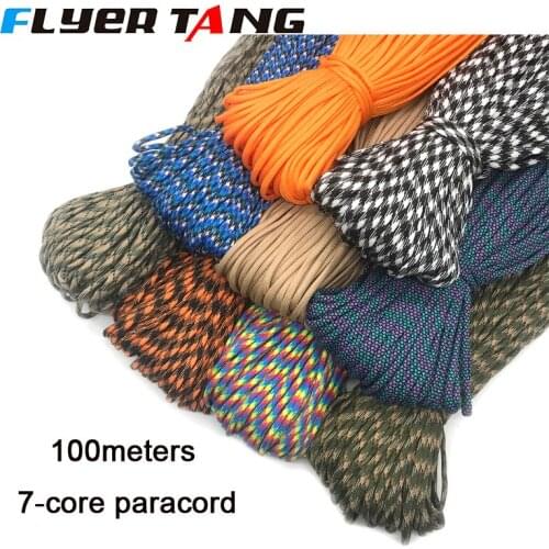 Paracord Parachute Cord Lanyard Tent Rope Guyline Mil Spec Type III 7 Strand 328FT 100Meters For Hiking Camping 200 Colors