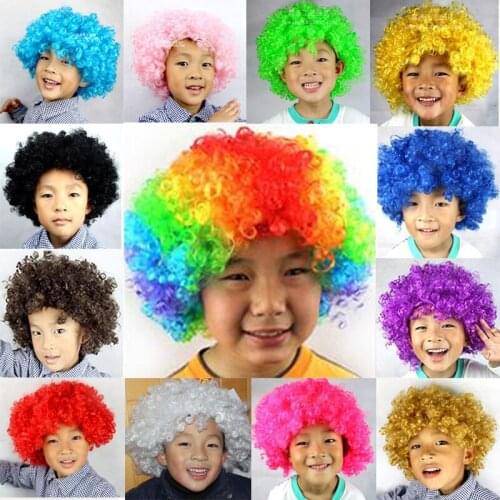 1pc Multicolor Short Curly Explosive Head Wig Cosplay Party Dress Performance Props Funny Fluffy Clown Wig Caps