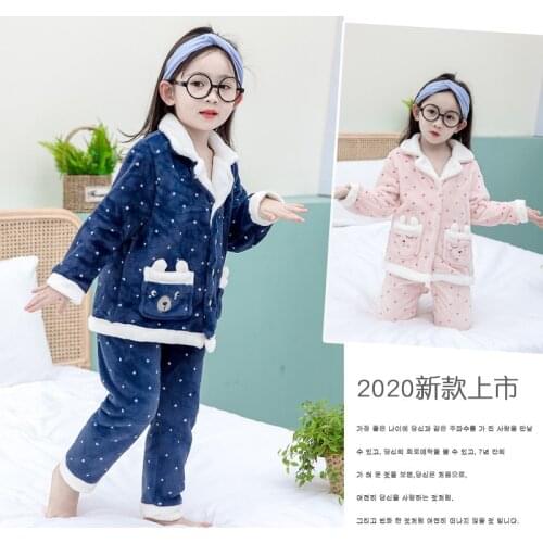 Winter Children Fleece Pajamas Warm Flannel Sleepwear Girls Cartoon Coral Warm Kids Pijamas Homewear Boys Pyjama set 2-7 YEARS