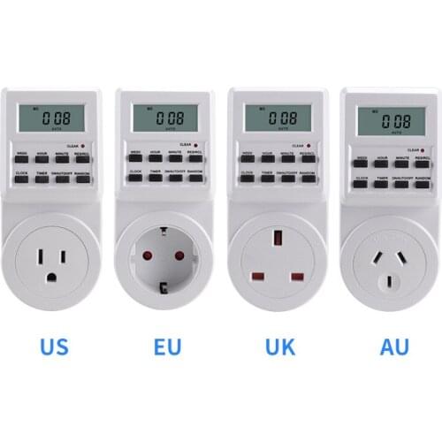 Socket electronic timer kitchen timer switch power plug electric car charging reminder automatic power off EU/UK/US/AU plug