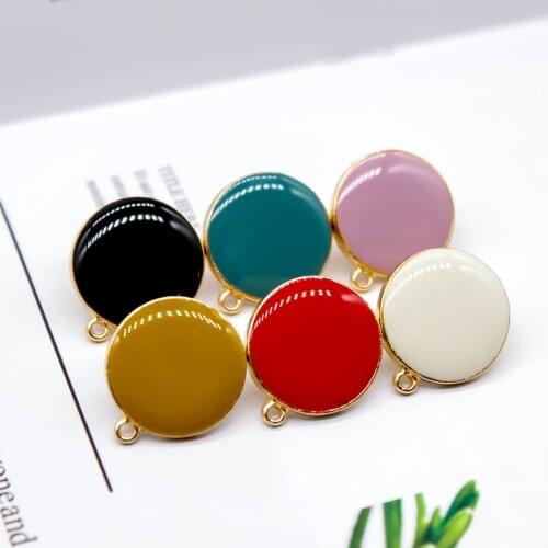 ZEROUP Enamel Alloy Stud Earring Simple Style for Women DIY Jewelry Accessories Handmade Materials 6pcs