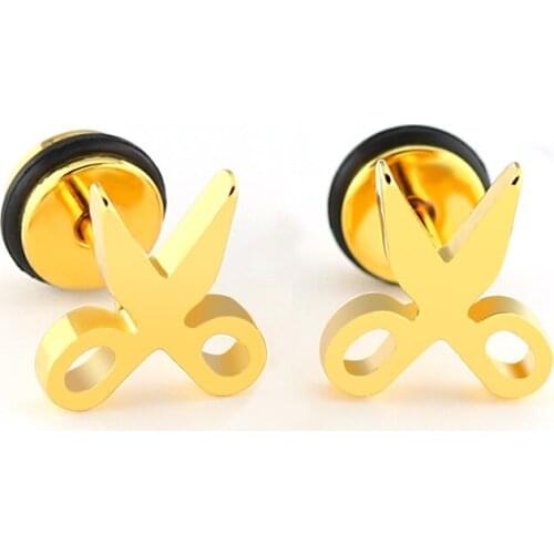 Cute Rock punk stly stainless steel pressure earring korean fashion snag piercing earring black women Steel color Accessories