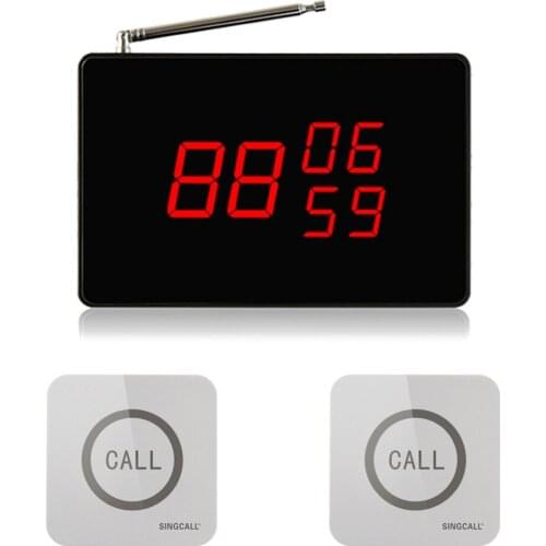 SINGCALL Wireless Kitchen Service Calling System, 1 Small Screen Display Receiver with 2 Touchable Bells APE520