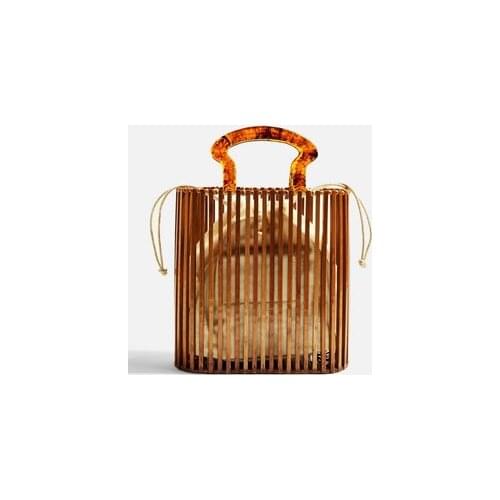 NEW 2019 Straw Bags Summer Bamboo Hollow Basket Bag Women Handmade Natural Oval Beach Bag Tote Handbag Acrylic Clutch
