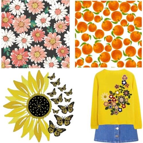 Flower Patches Sunflower Thermal Stickers on Clothes Iron-on Transfers for Clothing Thermoadhesive Patch Pvc Diy Daisy Applique