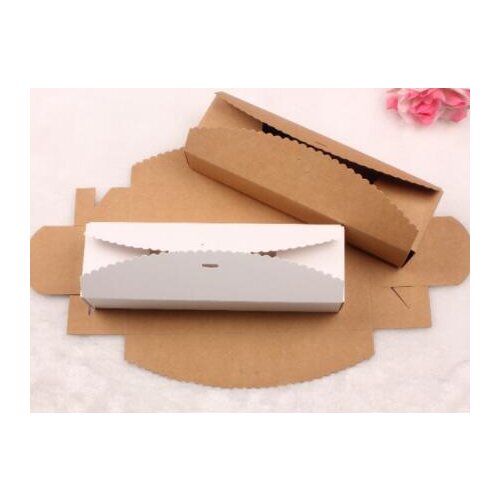 Kraft macarons packaging box white chocolate paper packaging box, Kraft paper boxes Foldable 23*7*4CM
