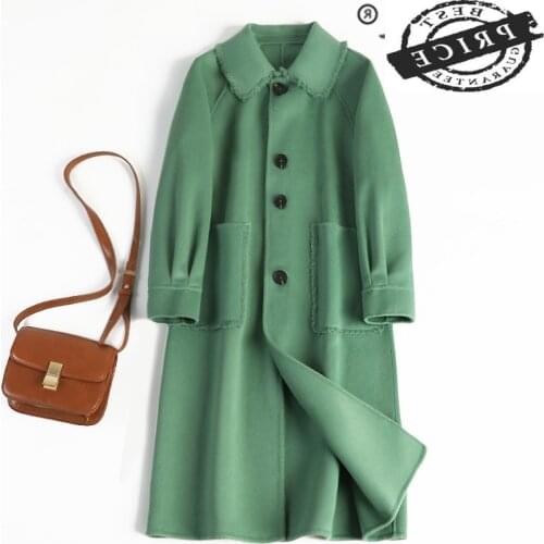 Winter Coat Female Elegant Wool Coat Women Clothes 2021 Korean Ladies Long Woolen Jacket Pink Casaco Feminino Hiver aa021