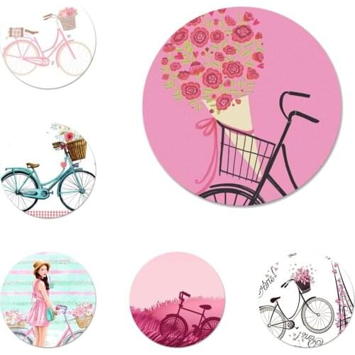 58mm Girl loves pink bicycle Icons Pins Badge Decoration Brooches Metal Badges For Clothes Backpack Decoration