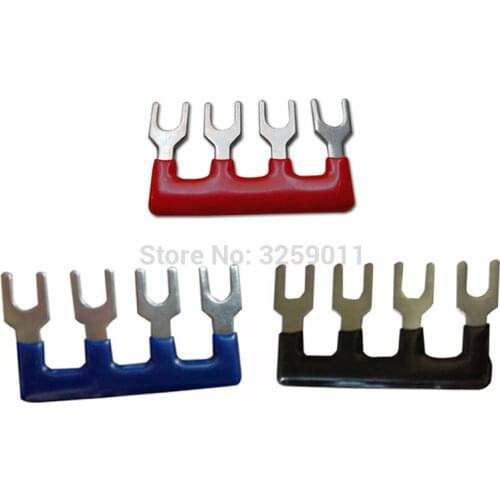 1PCS TB1504 TBD-15A Suyep 4 Positions 15A Wire Connector Pre Insulated Fork Type Barrier Spades Terminal Strip Jumper Block red