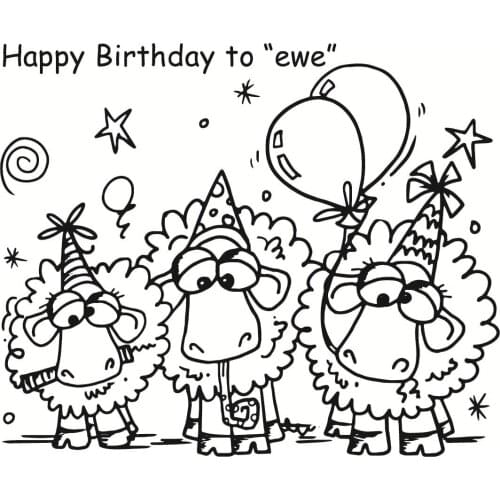 10x8 Happy birthday to the ewe Transparent Clear Rubber Stamp Sheet Cling Scrapbooking Photo Album PaperCard DIY Craft