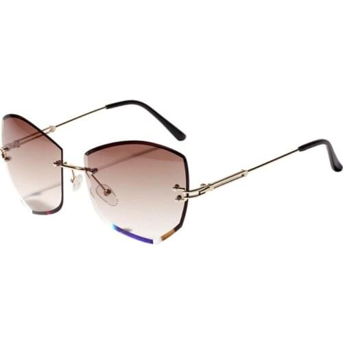 2020 Sunglasses Women Cats Eye Glasses Diamond-Shaped Frameless Transparent Color Lens Festival Progressive Color Sunglasses
