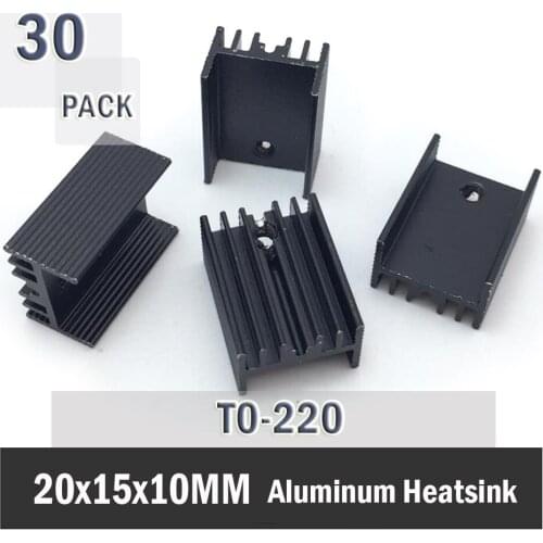 30Pcs Gdstime 20mmx15mmx 10mm TO220 Heatsink Transistor Radiator TO220 Cooler Cooling black 20*15*10MM