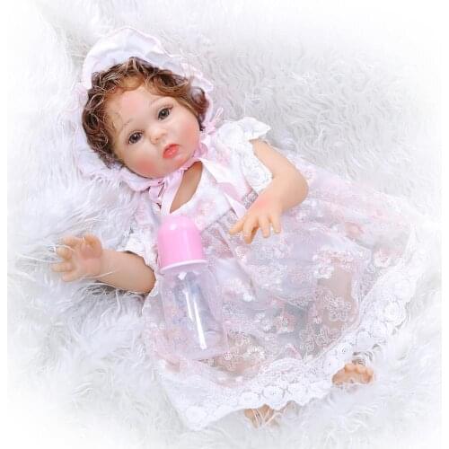 48cm Bebe reborn All silicone reborn baby dolls blond/brown curly hair rooted children gift reborn doll toys
