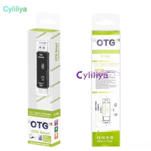 50pcs Multifunctional Type C OTG Card Reader USB 2.0 Memory Card Reader Adapter with USB Female Interface for Mobile Phone PC