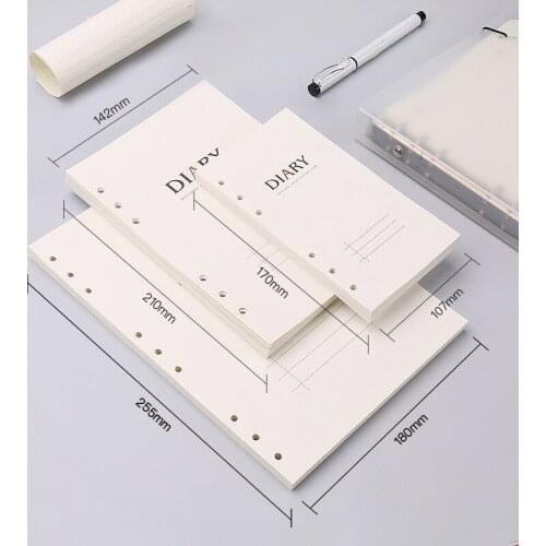A5 B5 A6 BusinessLoose leaf Spiral Notebook Core book 6 holes 9 holes 80 Sheets Notepad line Blank Grid Dotted pages Stationery