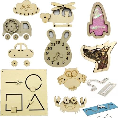 Wooden DIY Busy Board Accessories Montesori Teaching Aid Baby Education Motor Skill Toy Manipulation Board Material For Children
