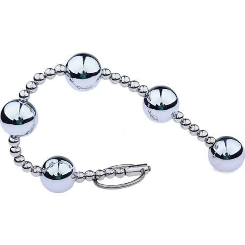 5 Beads Metal Butt Plug Stainless Steel Anal Dildo Adult Prostate Massager Anus Dilator Vaginal Ball Sex Toys for Men Women