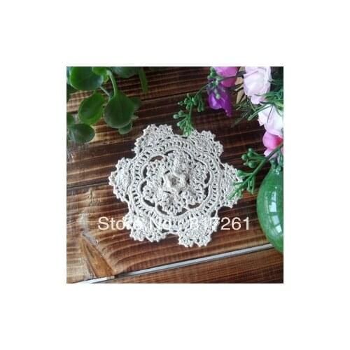 Free shipping Japan style cotton crochet lace doilies 3D table mat placemat zakka coaster for home decor with flower cup pads