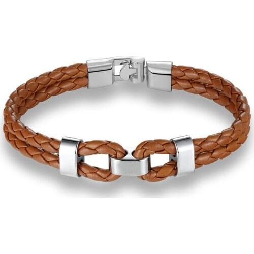 2021 Fashion Mens Leather Bracelet Double Wrap Braslet For Him Hand Accessories Cool Biker Viking Brazalete Hiphop Rock Braclet