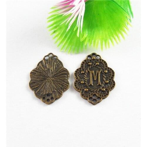 GraceAngie 10Pcs Letter M Shaped Pendant Charms Antique Bronze Alloy Cute Jewelry Accessory Key Chain Decor 24*18*2mm