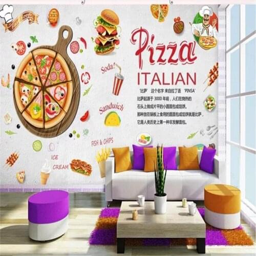 Custom wallpaper murals high-end Western restaurant atmosphere pizza restaurant