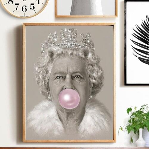 Canvas Painting Bubblegum Queen Wall Art Print Elizabeth II Nordic Poster Figure Pictures For Living Room Modern Home Decor