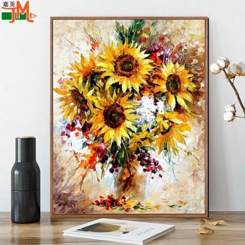 DIY Diamond Painting Sunflower Picture Sticking Diamond Zero Basis Mosaic Oil Painting Diamond Embroidery Flower Art Home Decor