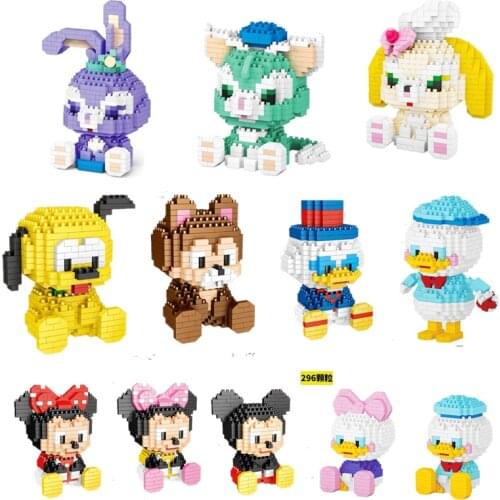 Disney Mickey Building Blocks Brick Toys Anime Mini Building Blocks Cartoon Minnie Character Teaching Aids Childrens Toys