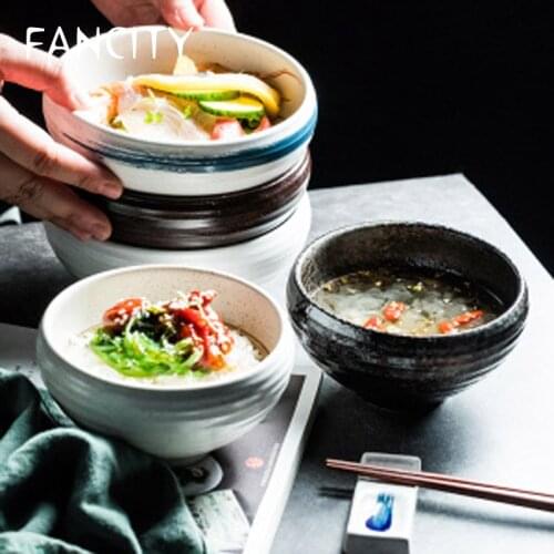 FANCITY Creative Japanese style small rice bowl, birds nest bowl, papaya and snow fungus bowl, pointed round bowl bowl