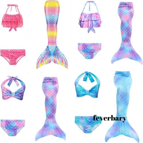 Girls Swimming Mermaid tail Flipper Mermaid Costume Cosplay Children Swimsuit Fantasy Beach Bikini