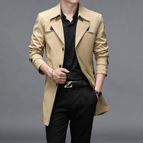 Outerwear Jackets Windbreaker Plus Size Spring Autumn Men Long Trench Coats Superior Quality Buttons Male Fashion