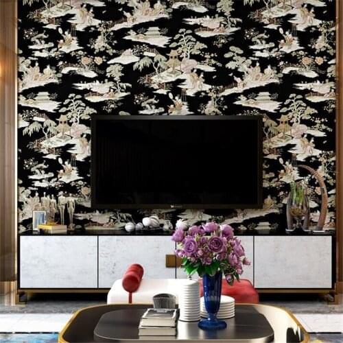 Beibehang Papel de parede Chinese classical wallpaper landscape painting ink living room bedroom teahouse restaurant wallpaper