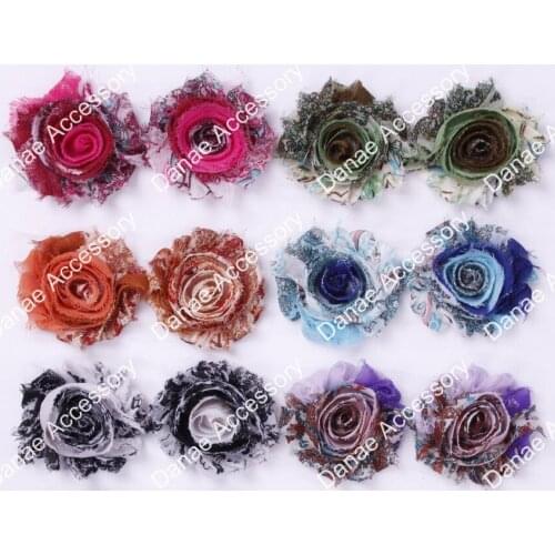 Wholesale~2.5" Printed Shabby Flowers - Chiffon Frayed Flowers - Fabric Flowers 1000pcs/lot