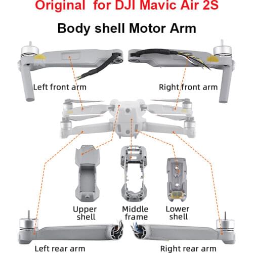Original for DJI Mavic Air 2S Body Shell Motor Arm Upper Bottom Shell Middle Frame Front Rear Left Right Arms Repair Spare Parts