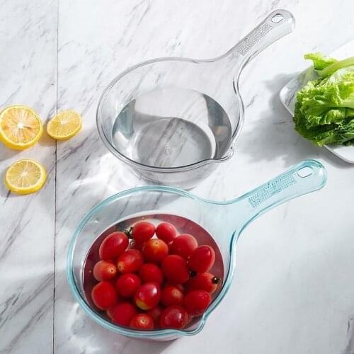 PCDG Crystal Transparent Water Scoop Fall-resistant Home Kitchen Vegetable Fruit Washing Spoon Long Handle Baby Bath Accessories