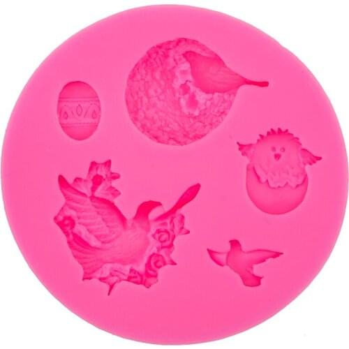 Birds nest Peace Dove with Flower Bird eggs Silicone Fondant Mold Baking patisserie biscuittools Silicone Soap Mould T0577