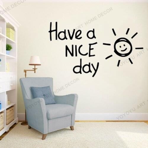 Warm Quotes Have A Nice Day Phrase Vinyl Wall Sticker Wall Decals For Living Room Bedroom Classroom Office Wall Door Decor rb701